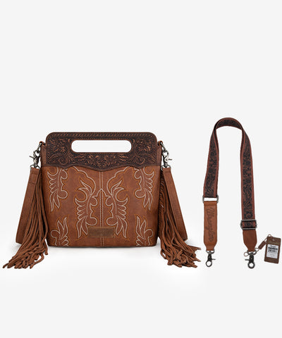 Wrangler Tooled Fringe Crossbody Bag