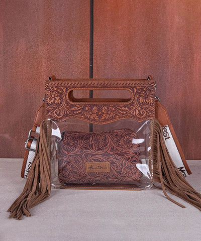 Montana West Top Handle Clear Fringe Crossbody Set - Montana West World