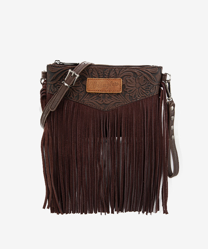 Wrangler Vintage Floral Fringe Crossbody Bag