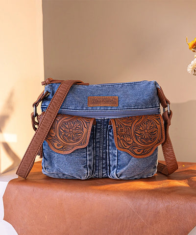 Wrangler Floral Tooled Denim Crossbody