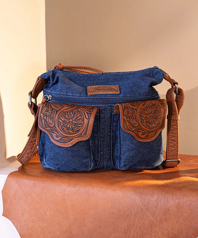 Wrangler Floral Tooled Denim Crossbody