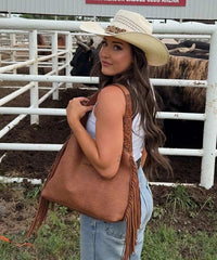 Wrangler Textured Fringe Hobo Bag