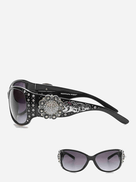 Black sunglasses with store rhinestones