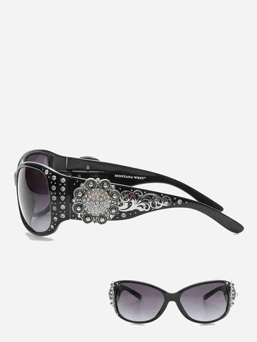 Montana West Rhinestone Flower Sunglasses For Women - Montana West World