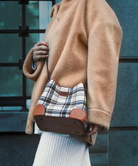 LEE Plaid Canvas Drawstring Bucket Crossbody