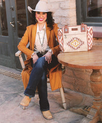 Montana West Embroidered Aztec Jean Denim Handbag Set