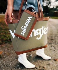 Wrangler Leather Trim Canvas Tote Bag Set