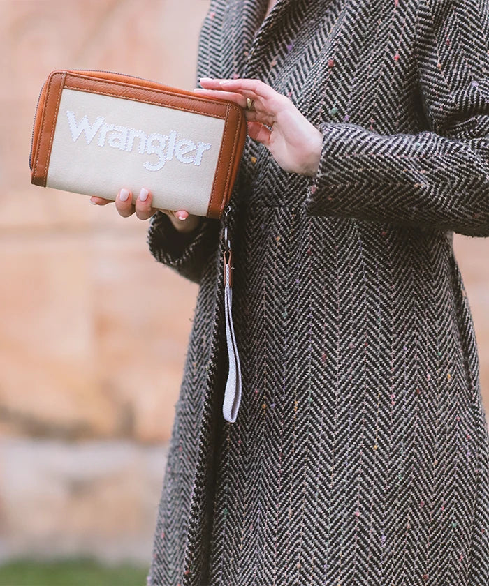 Wrangler Leather Trim Canvas Wallet