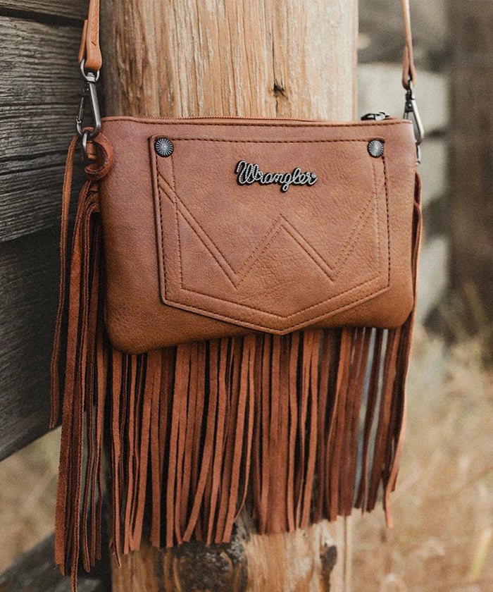 Wrangler Vintage Floral Fringe Crossbody Bag