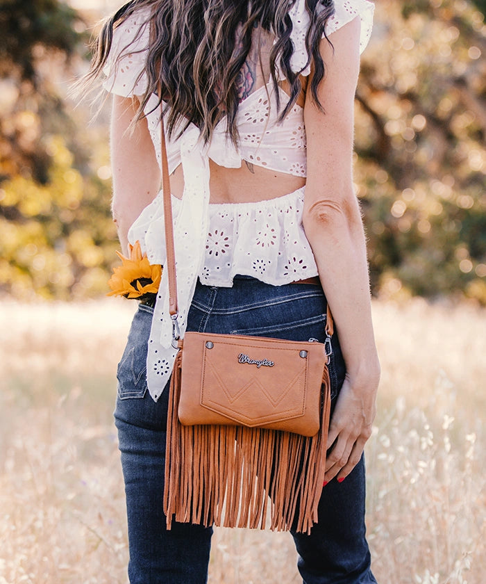 Wrangler Vintage Floral Fringe Crossbody Bag