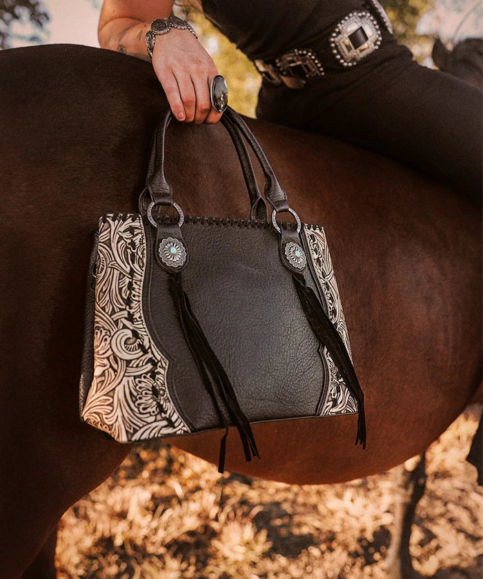 Trinity Ranch Floral Tooled Concho Tote Bag Set