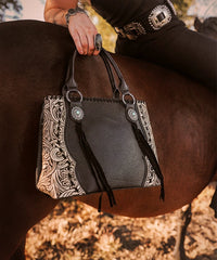 Trinity Ranch Floral Tooled Concho Tote Bag Set