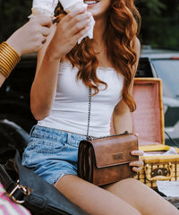 Wrangler Full-Grain Leather Flap Crossbody Purse
