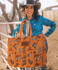 Wrangler Cowboy Print Tote Bag-Country Glam Outfits
