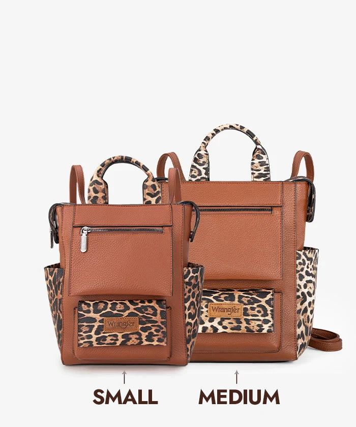 Wrangler Leopard Print Tote/Shoulder Bag Convertible Backpack Wrangler Leopard Print Tote/Shoulder Bag Convertible Backpack