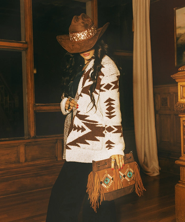 Montana West Aztec Fringe Bucket Bag Set--Country Glam Outfits