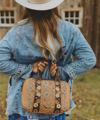 Montana West Embroidered Floral Cut-out Boston Bag Set-Country Glam Outfits