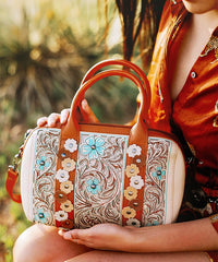 Montana West Embroidered Floral Cut-out Boston Bag Set-Country Glam Outfits