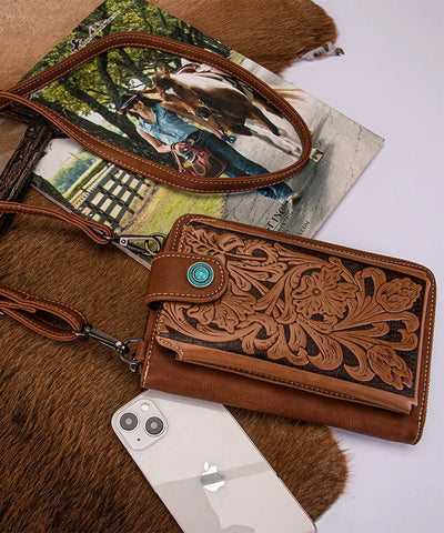 Montana West Tooled Crossbody Phone Purse