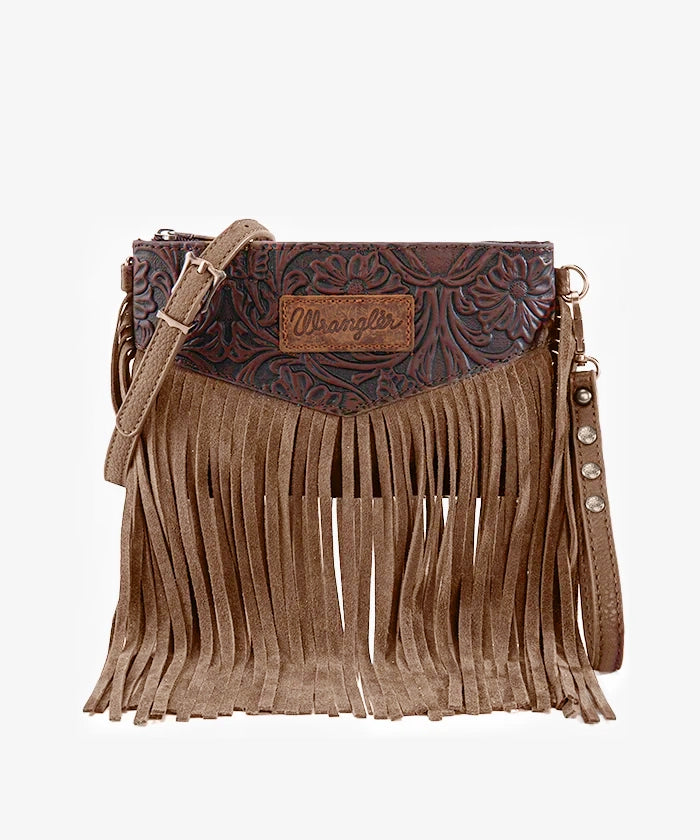 Wrangler Vintage Floral Fringe Crossbody Bag