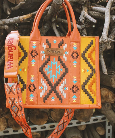 Wrangler Aztec Embroidered Whipstitch Tote Bag Set