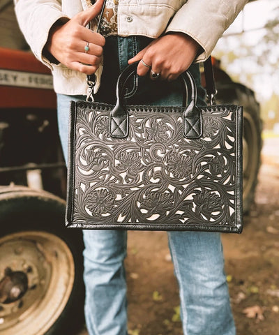 Trinity Ranch Floral Tooled Tote Bag