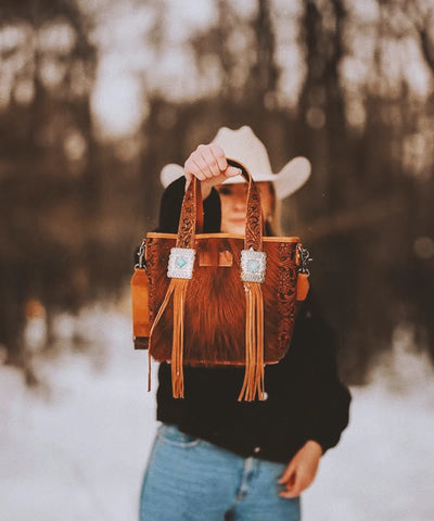 Wrangler Cowhide Fringe Concealed Carry Purse