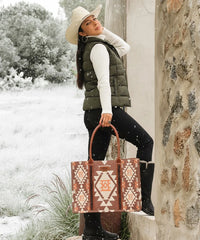 Wrangler Aztec Print Canvas Tote Bag