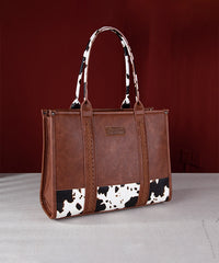 Wrangler Cow Print Crossbody Bag | Western Tote Bag in Brown