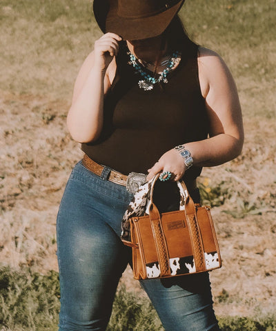 Wrangler Cow Print Crossbody Tote Bag