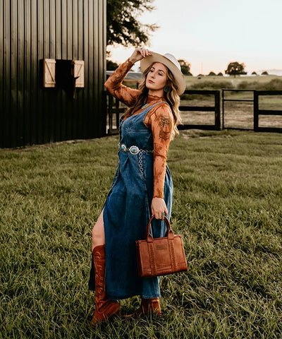 Wrangler Cow Print Crossbody Tote Bag