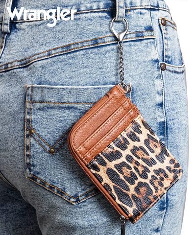 Wrangler Cow Print Mini Zip Card Case