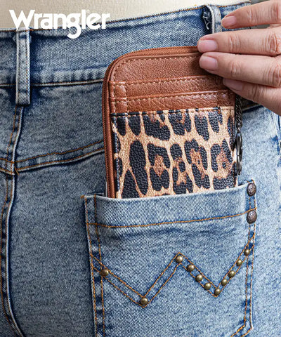 Wrangler Cow Print Mini Zip Card Case