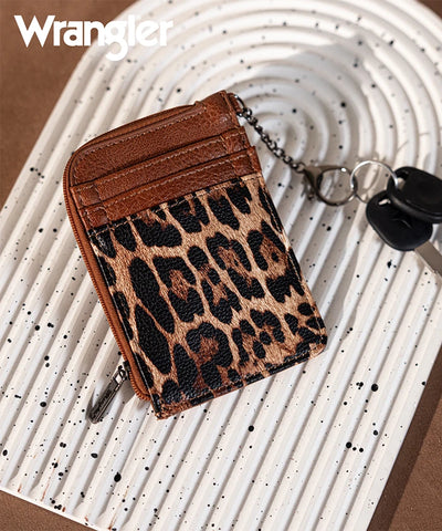 Wrangler Cow Print Mini Zip Card Case