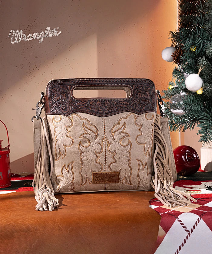 Wrangler Tooled Fringe Crossbody Bag