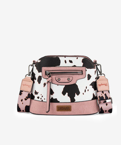 Wrangler Zippered Cow Print Crossbody Bag