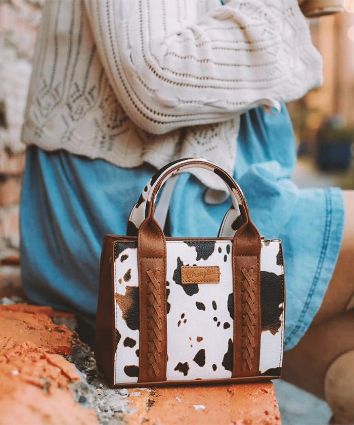 Wrangler Cow Print Mini Tote Bag-Country Glam Outfits