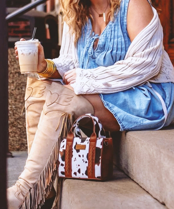 Wrangler Cow Print Mini Tote Bag