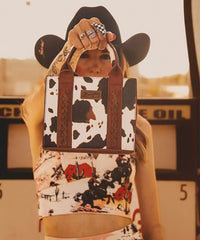 Wrangler Cow Print Mini Tote Bag-Country Glam Outfits