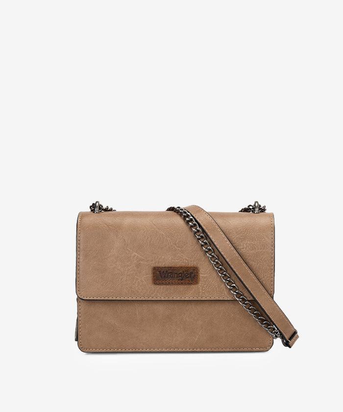 Wrangler Full-Grain Leather Flap Crossbody Purse