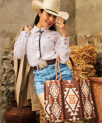Wrangler Aztec Print Canvas Tote Bag