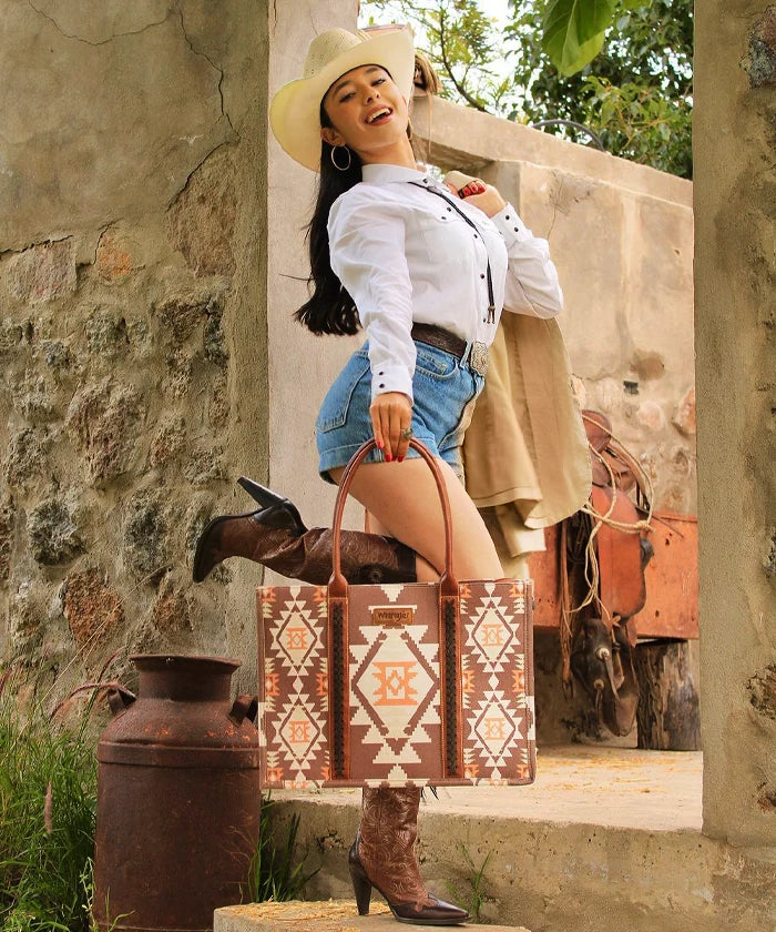 Aztec Print Canvas Tote Bag