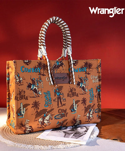 Wrangler Cowboy Print Tote Bag