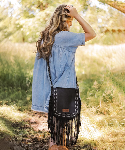 Wrangler Rivets Fringe Concealed Carry Crossbody Bag