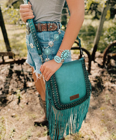 Wrangler Rivets Fringe Concealed Carry Crossbody Bag