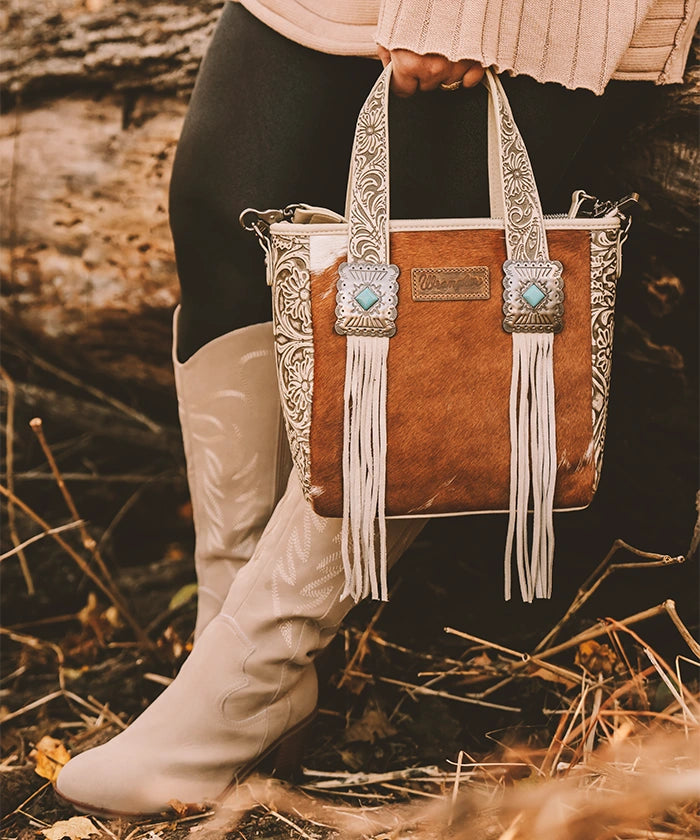 Wrangler Cowhide Fringe Concealed Carry Purse
