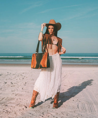 Trinity Ranch Floral Tooled Leather Tassel Concealed Carry Tote Collection