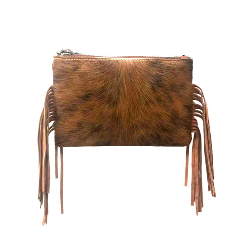 Montana West Hair-On Cowhide  Leather Fringe Crossbody Clutch - Montana West World