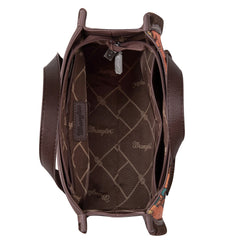 Wrangler Brown Retro Cowboy Print Crossbody Tote - Montana West World