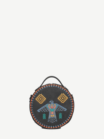 Wrangler Embroidered Thunderbird Aztec Crossbody Circle Bag - Montana West World